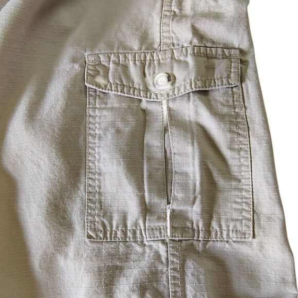 Beige Cargo Capri Pants Textured Wide Leg Mid-rise Size 10 Women's Gander Mtn. - Picture 9 of 9